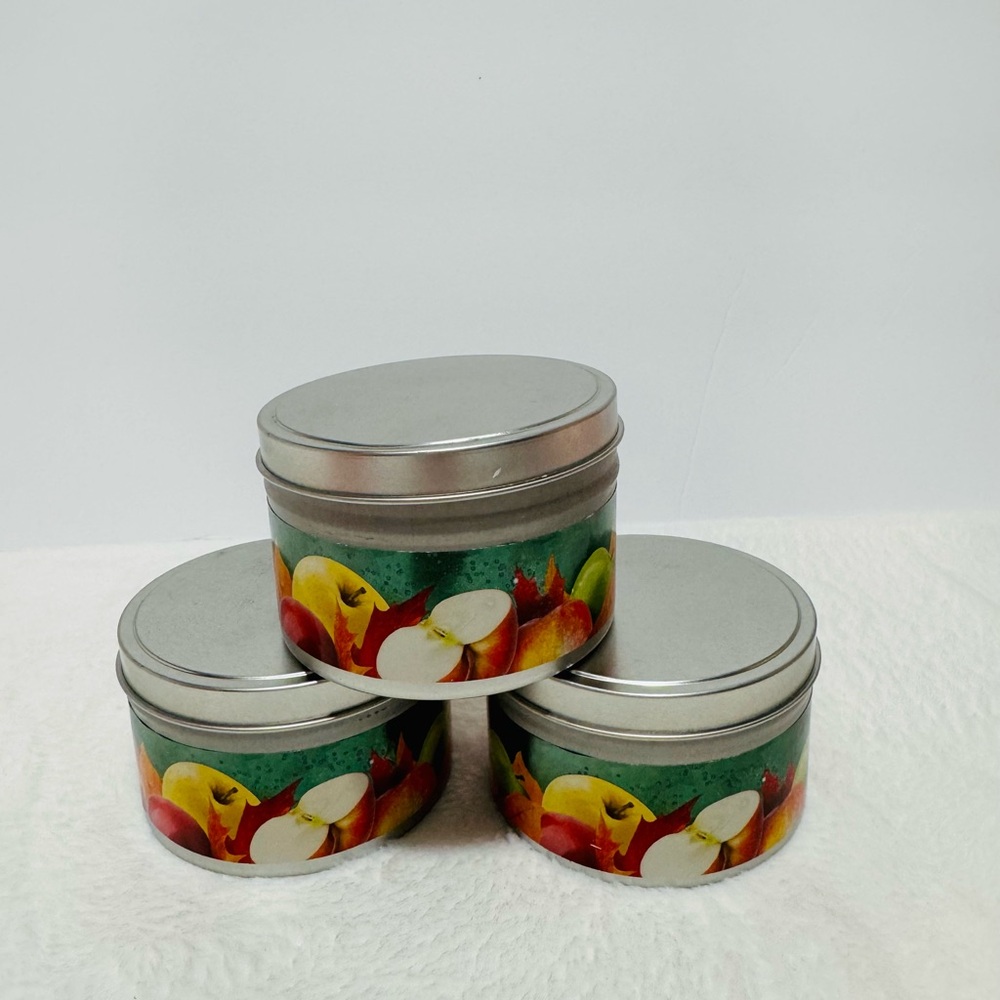 Set of 3 SCENTSICLES, 6OZ CANDLE TIN, AUTUMN N APPLES